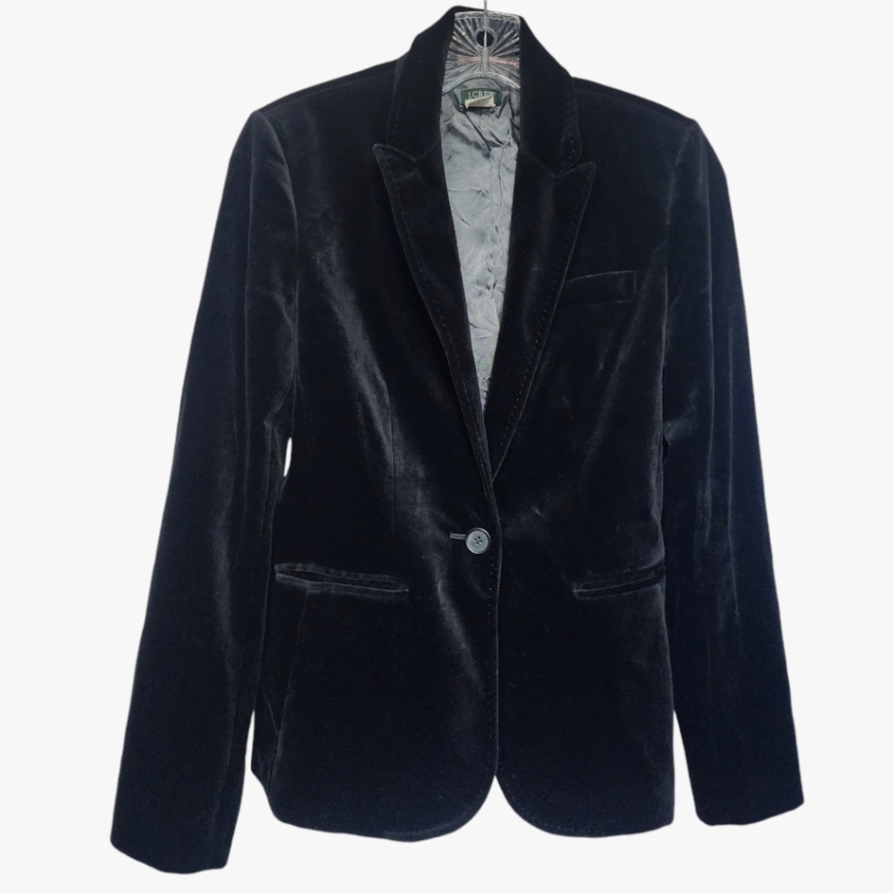 J. Crew Factory Sz 4 Single Button 100% CottonVelvet Blazer Jacket.